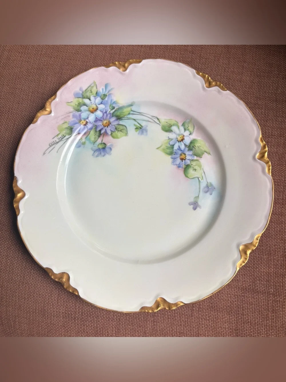 Antique Hutschenreuther Selb Bavaria Hand Painted Floral Plate Artist Signed